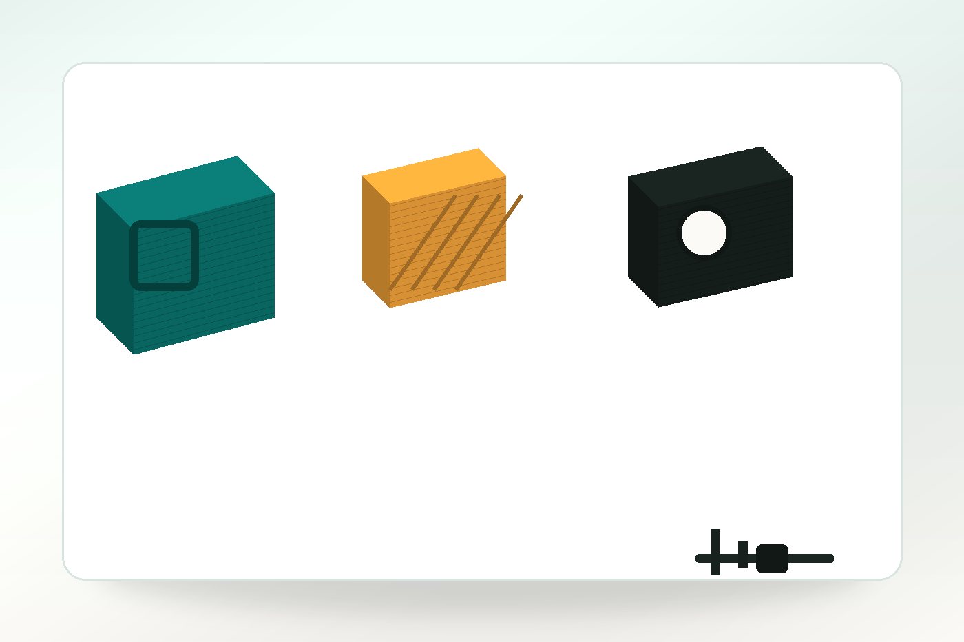 Interlocking printed parts showing different fit clearances