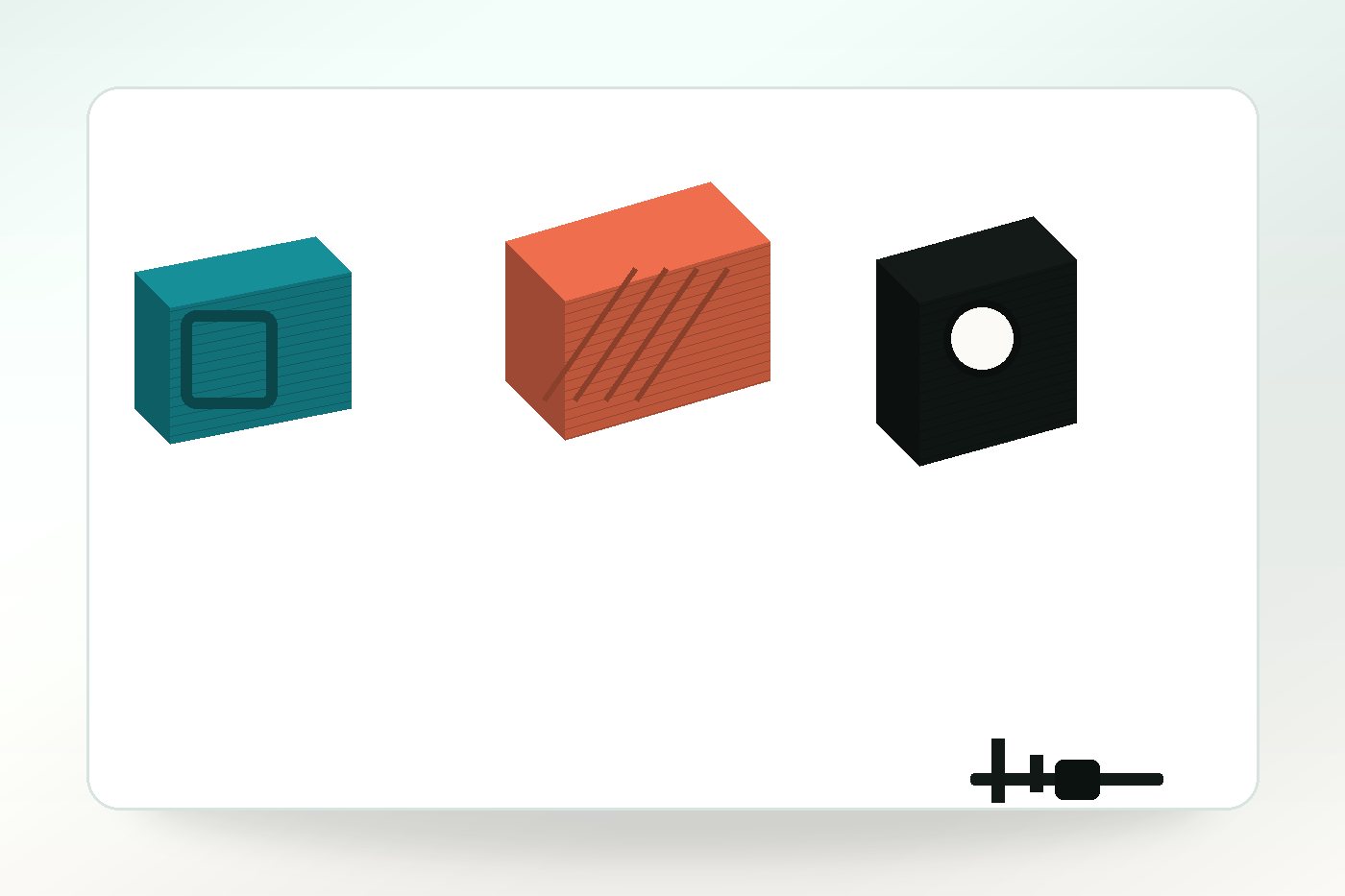 Printed enclosure samples showing screw bosses, vents and panel walls