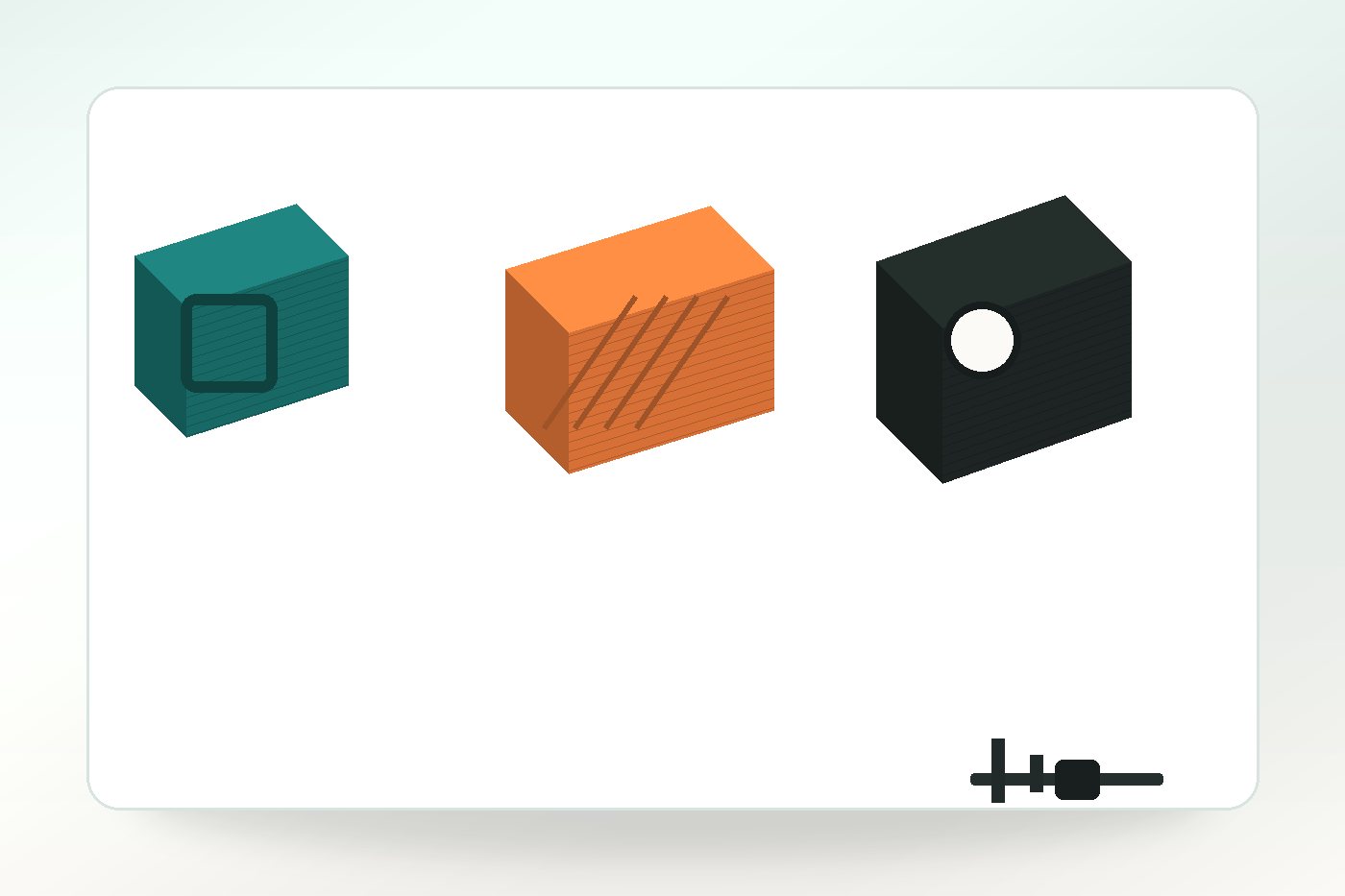 Prototype checklist scene with sample parts showing fit and form checks