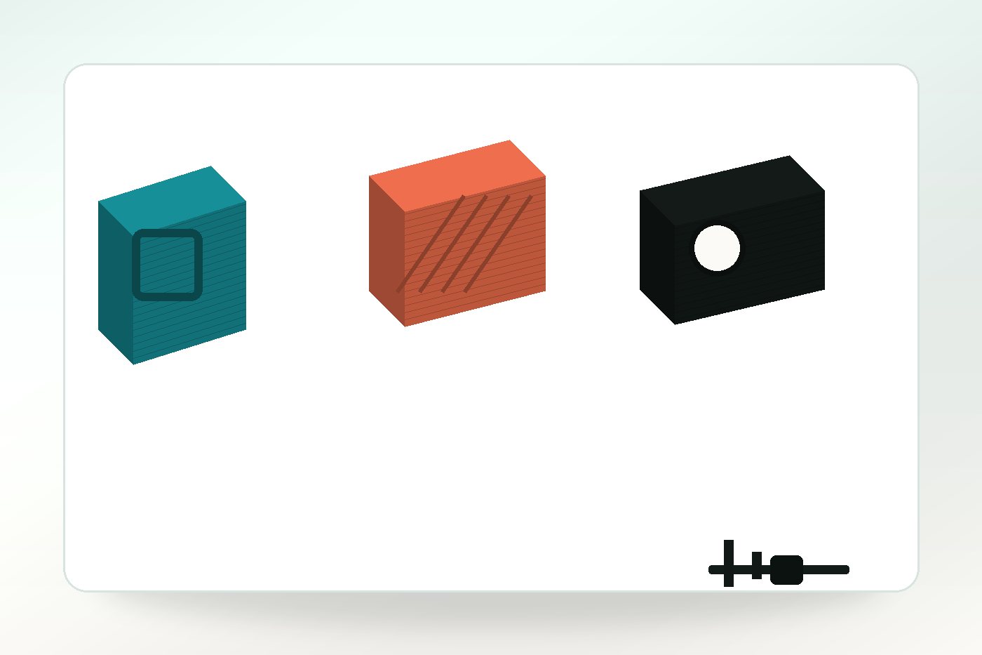 Printed spare part examples showing mounting tabs and fit checks