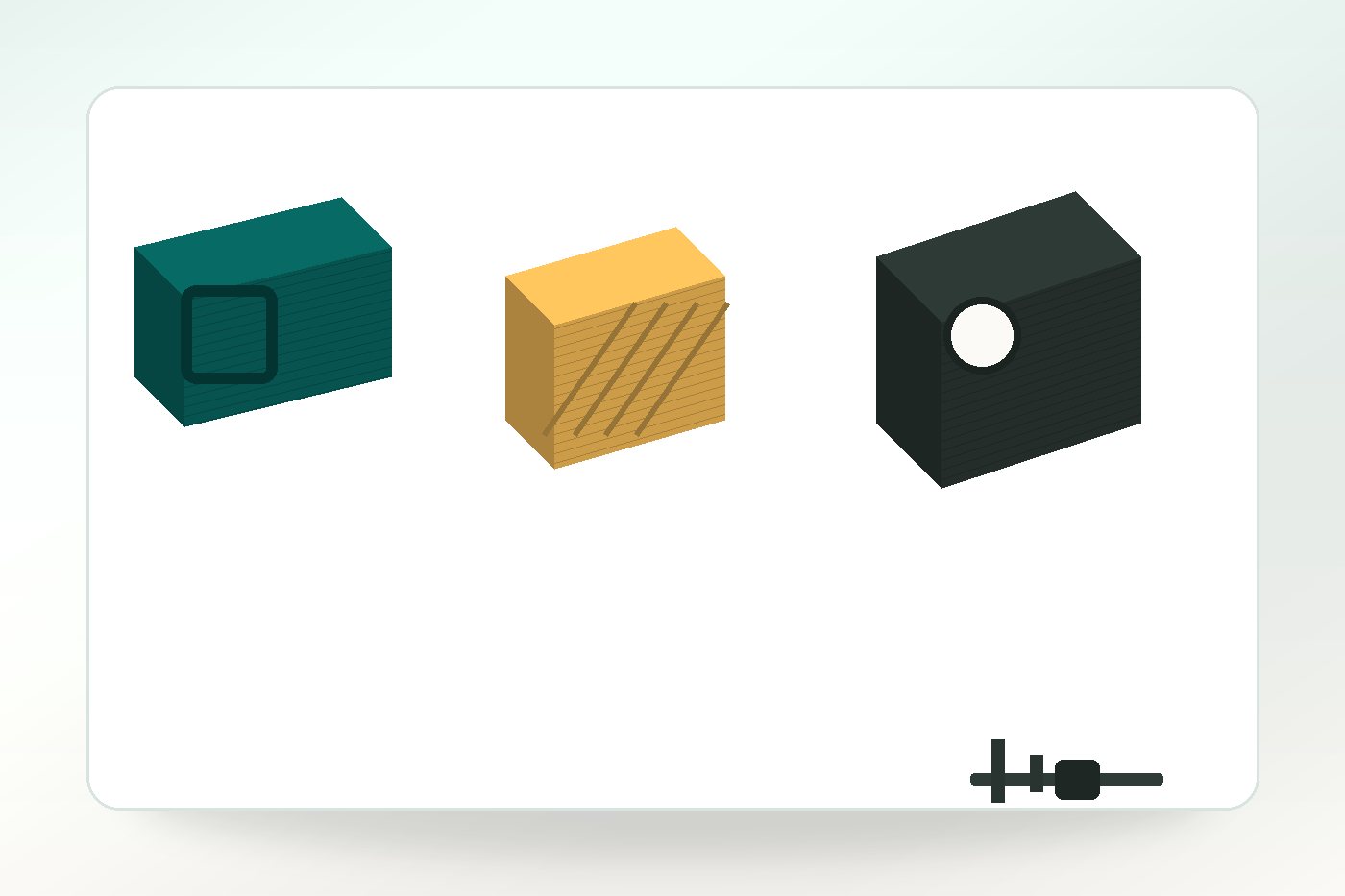 Print orientation examples showing layer direction and support areas